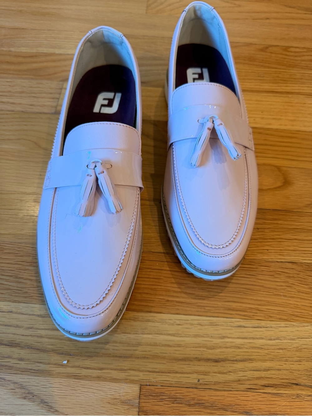 FootJoy FJ Links Pink Patent Tassel Spikeless Golf Shoes Loafers